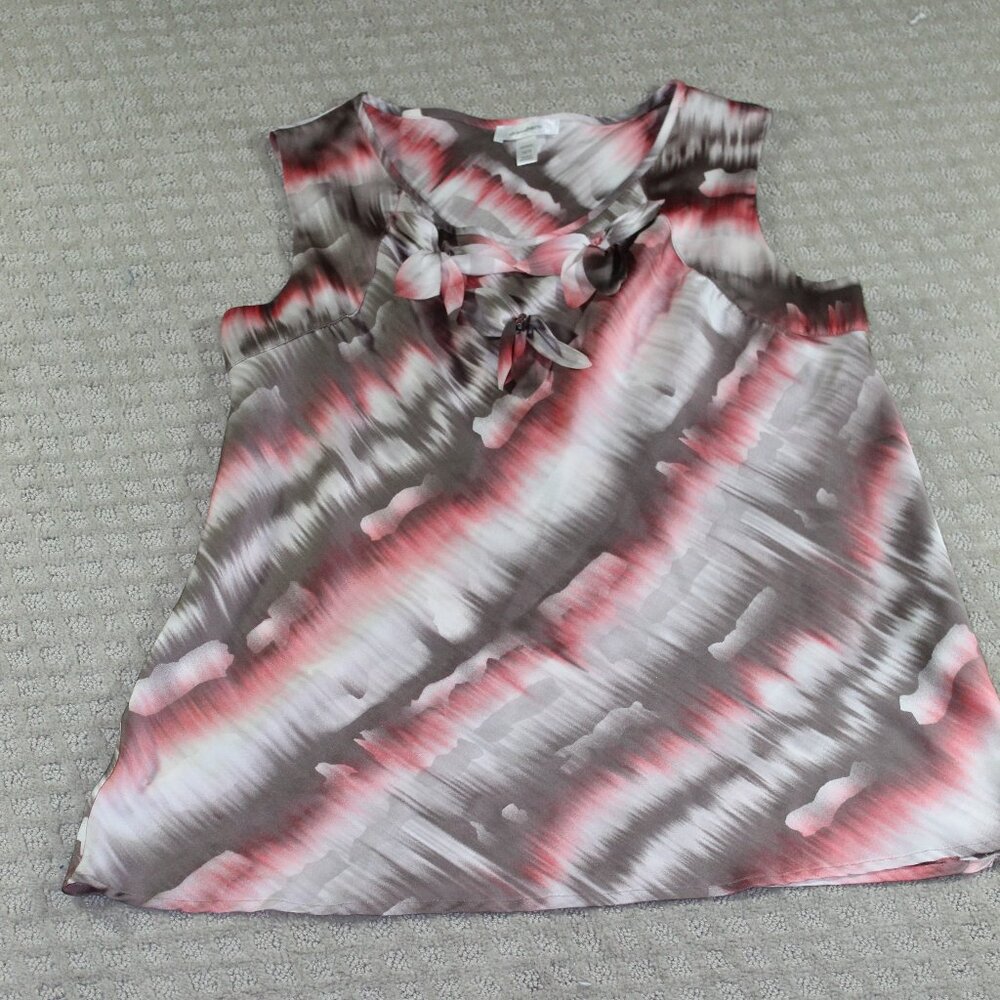 Dress Barn Brown Cream and Peach Top